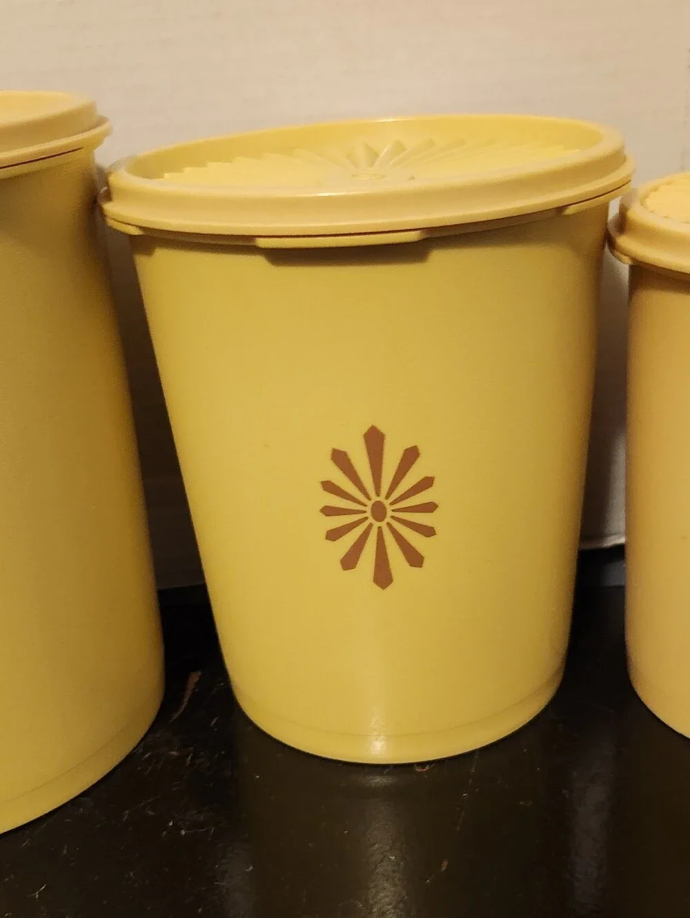Vintage Tupperware Nesting Canister Set 4 w/ Lids Yellow Golden Harvest